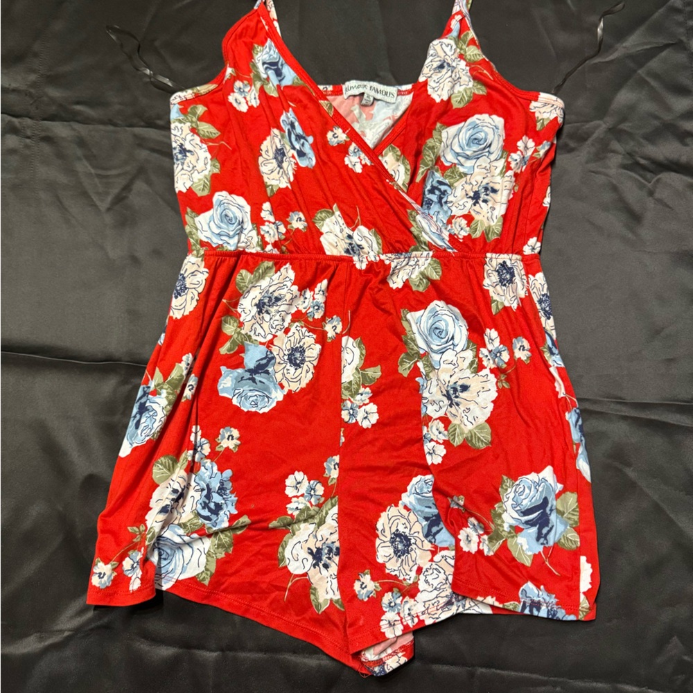 Floral Red Romper